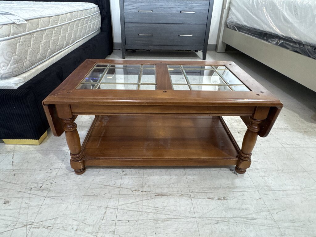 86171 - Glass Top Drop Leaf Coffee Table 35-50x22x16