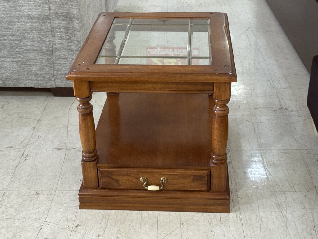 86175 - Glass Top Side Table w/Drawer 26x22x22