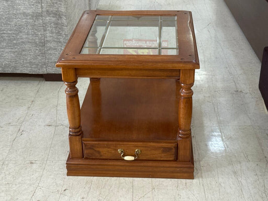 86175 - Glass Top Side Table w/Drawer 26x22x22