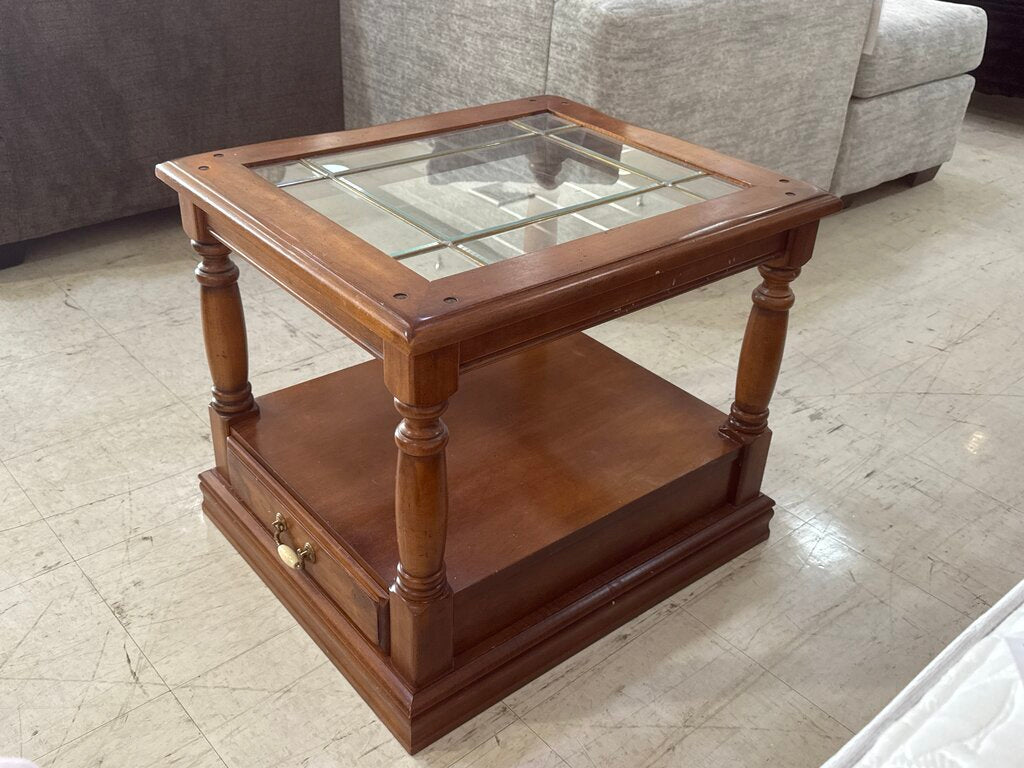 86175 - Glass Top Side Table w/Drawer 26x22x22