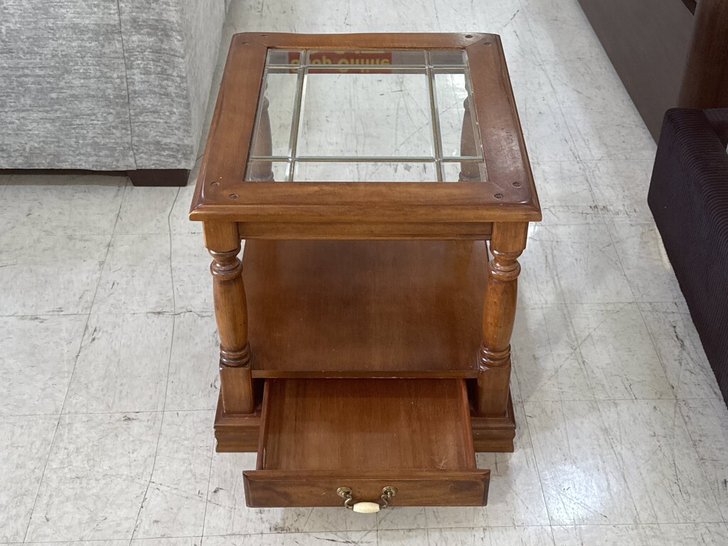 86175 - Glass Top Side Table w/Drawer 26x22x22