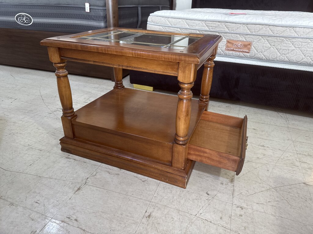 86175 - Glass Top Side Table w/Drawer 26x22x22