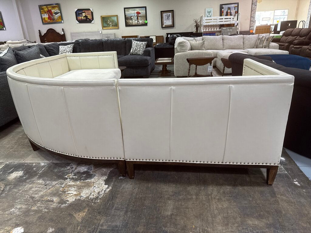 86155 - Leather 3pc Curved Sectional 109x109x33