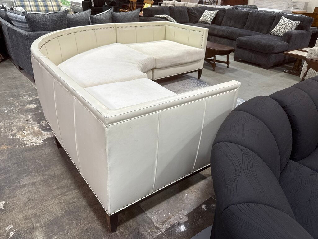 86155 - Leather 3pc Curved Sectional 109x109x33