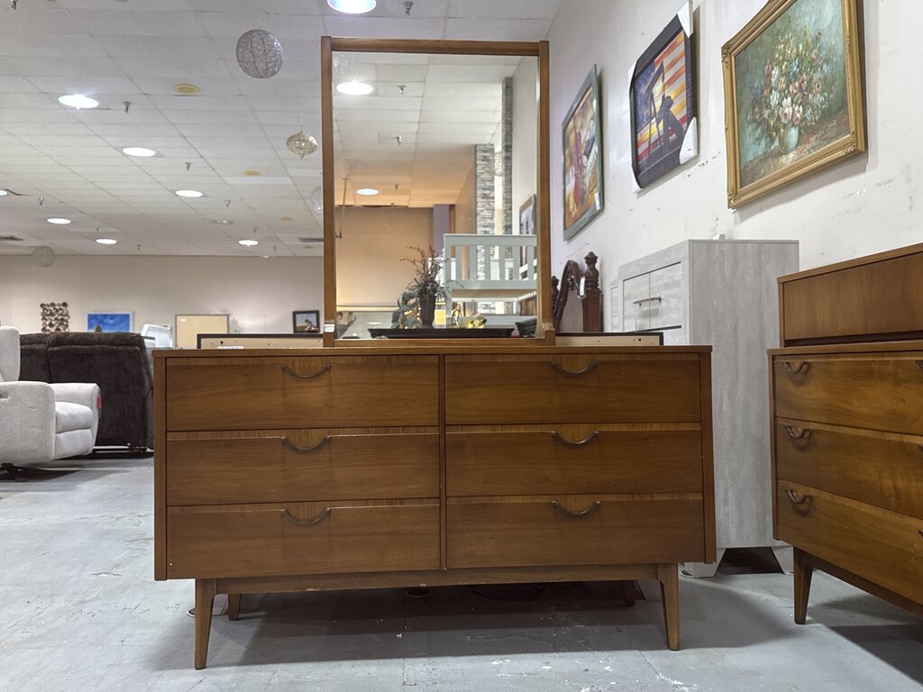 86164 Lane Alta Vista MCM 6 Drawer Dresser w/Mirror (56x18x32)(m-28x4x38)