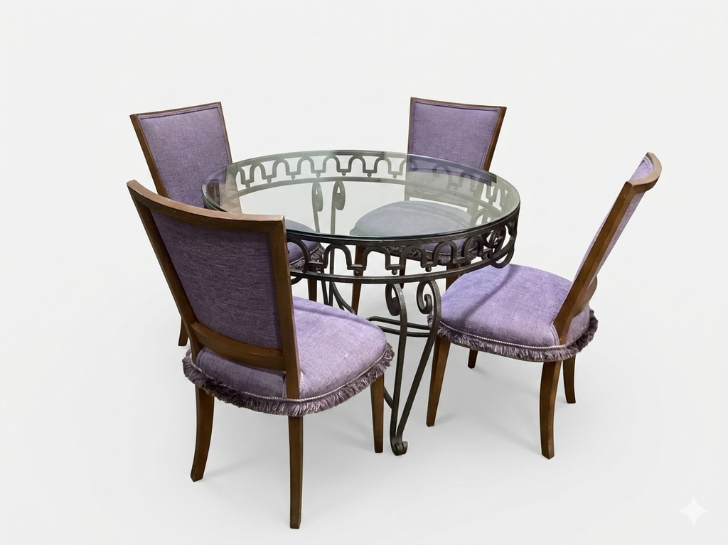 86176 Round Glass Top 5pc Dining 42x29
