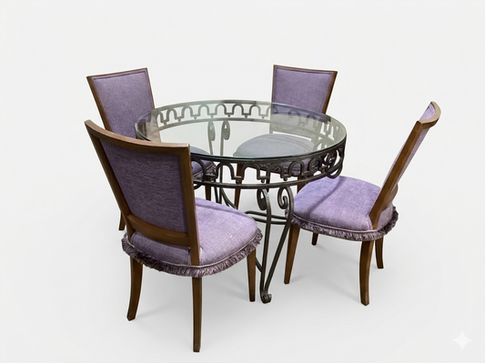 86176 Round Glass Top 5pc Dining 42x29