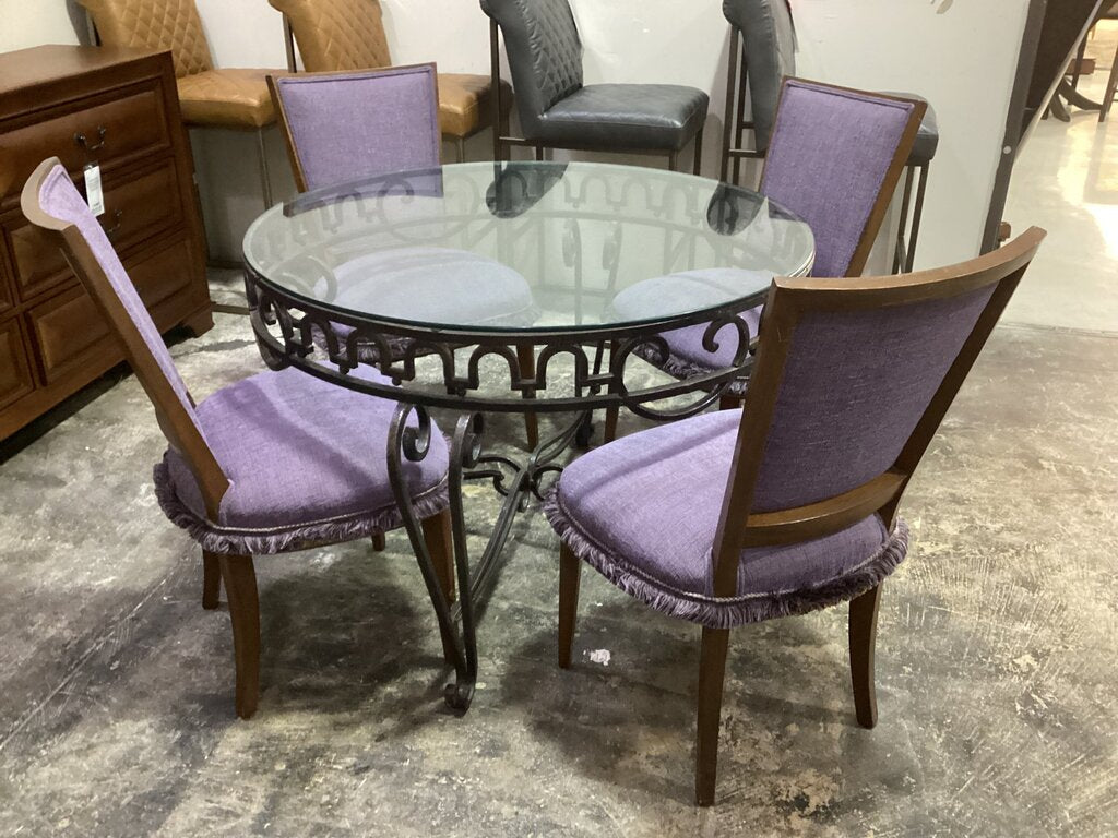 86176 Round Glass Top 5pc Dining 42x29