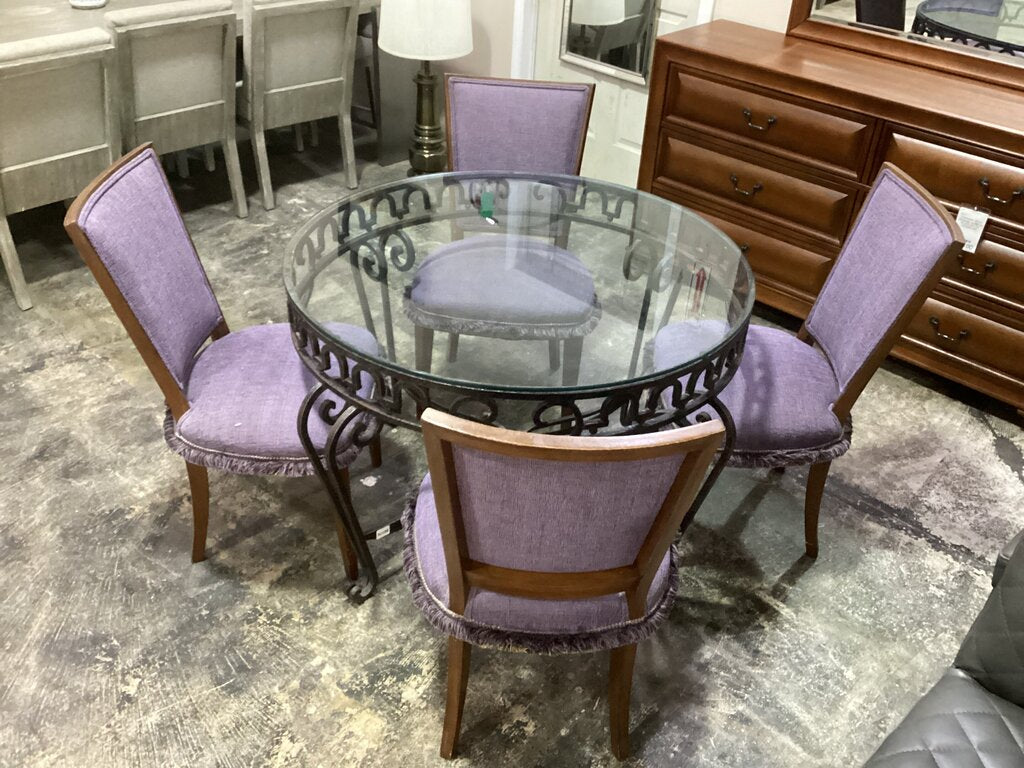 86176 Round Glass Top 5pc Dining 42x29