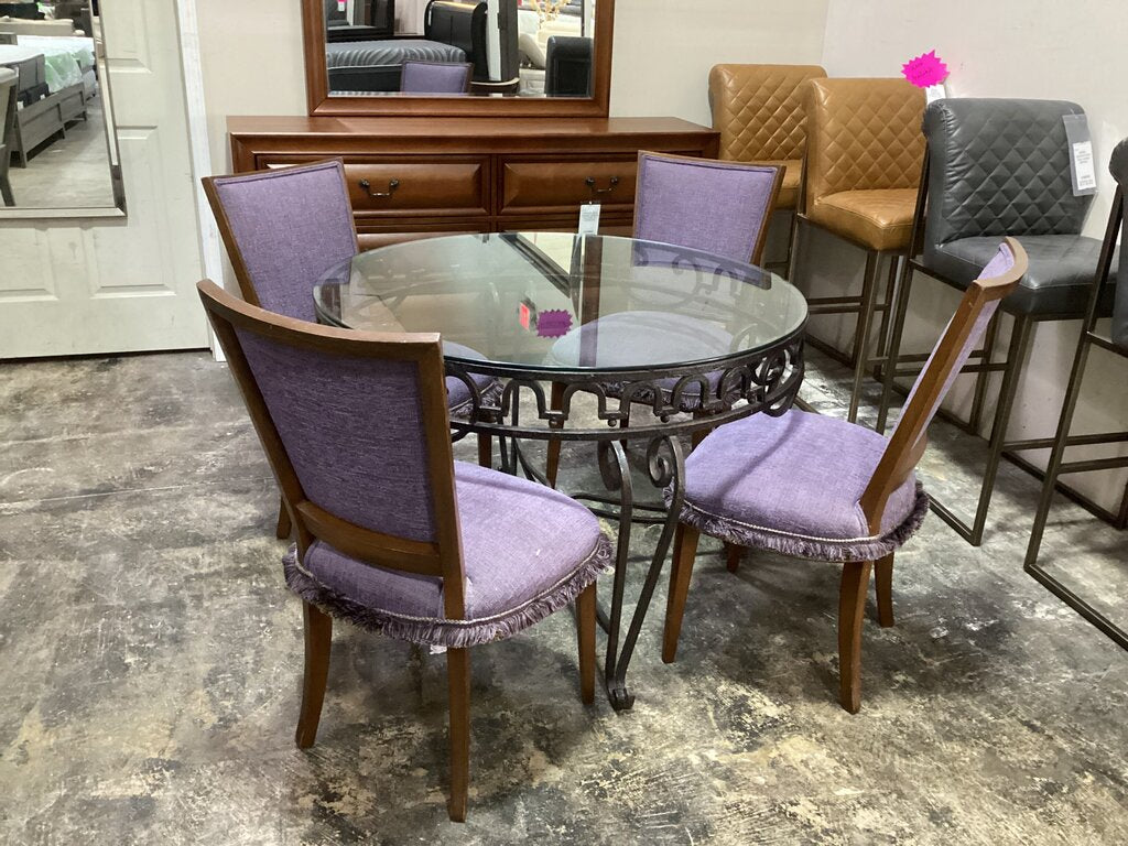 86176 Round Glass Top 5pc Dining 42x29