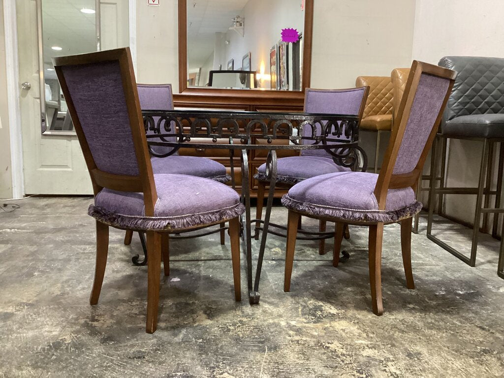 86176 Round Glass Top 5pc Dining 42x29