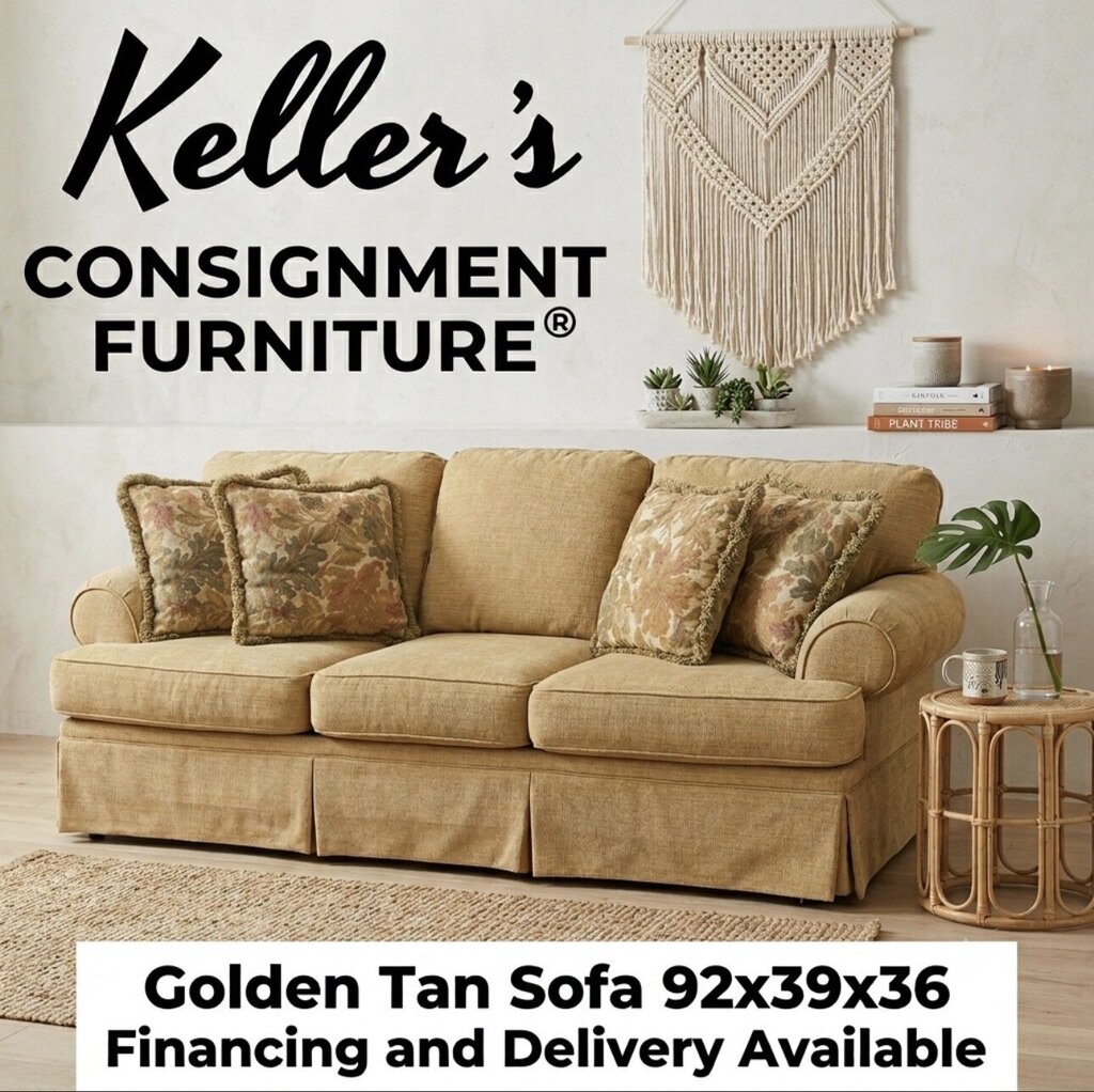 86158 - Traditional Beige/Gold Sofa 92x39x36