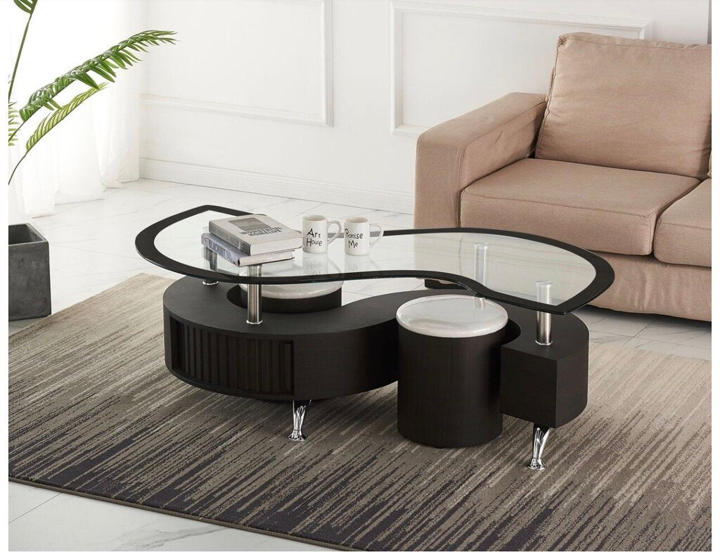 Miami "S" Coffee Table w/2 Stools & Storage 47x30x24