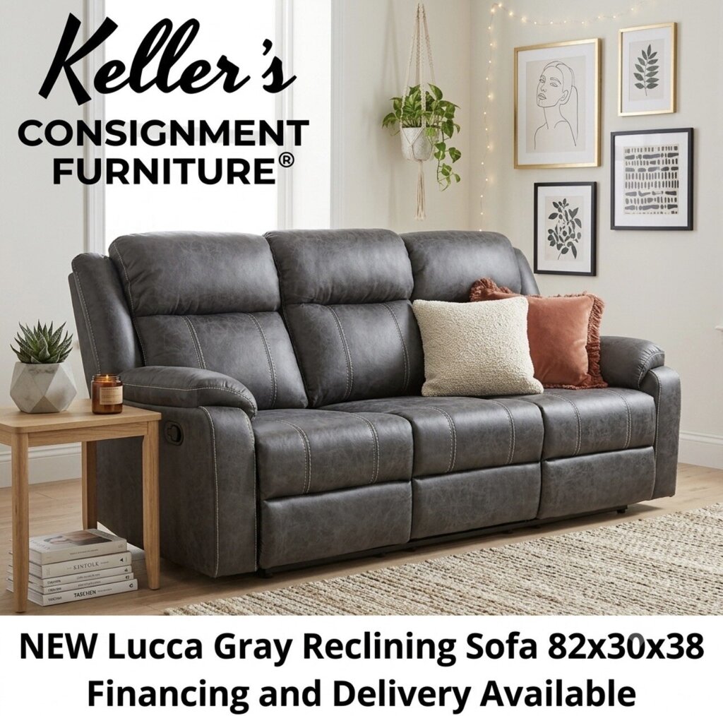 Lucca Gray NEW Motion Sofa w/Drop Down Console 82x30x38 (679020)