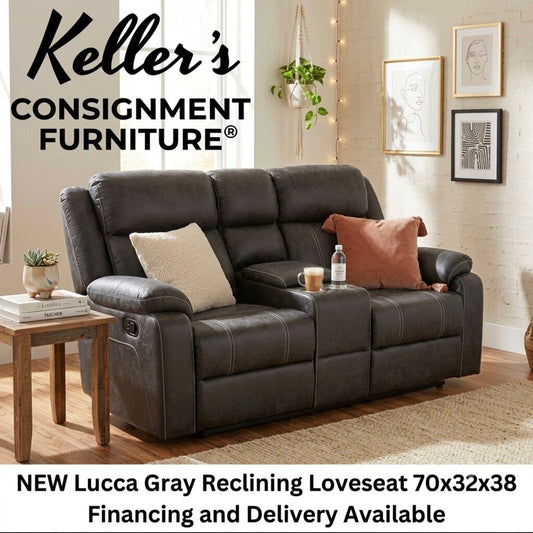 Lucca Gray NEW Motion Loveseat w/Console 70x32x38 (679021)