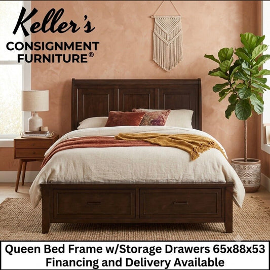 86169 - Queen Storage Drawer Sleigh Bed Frame 65x88x53