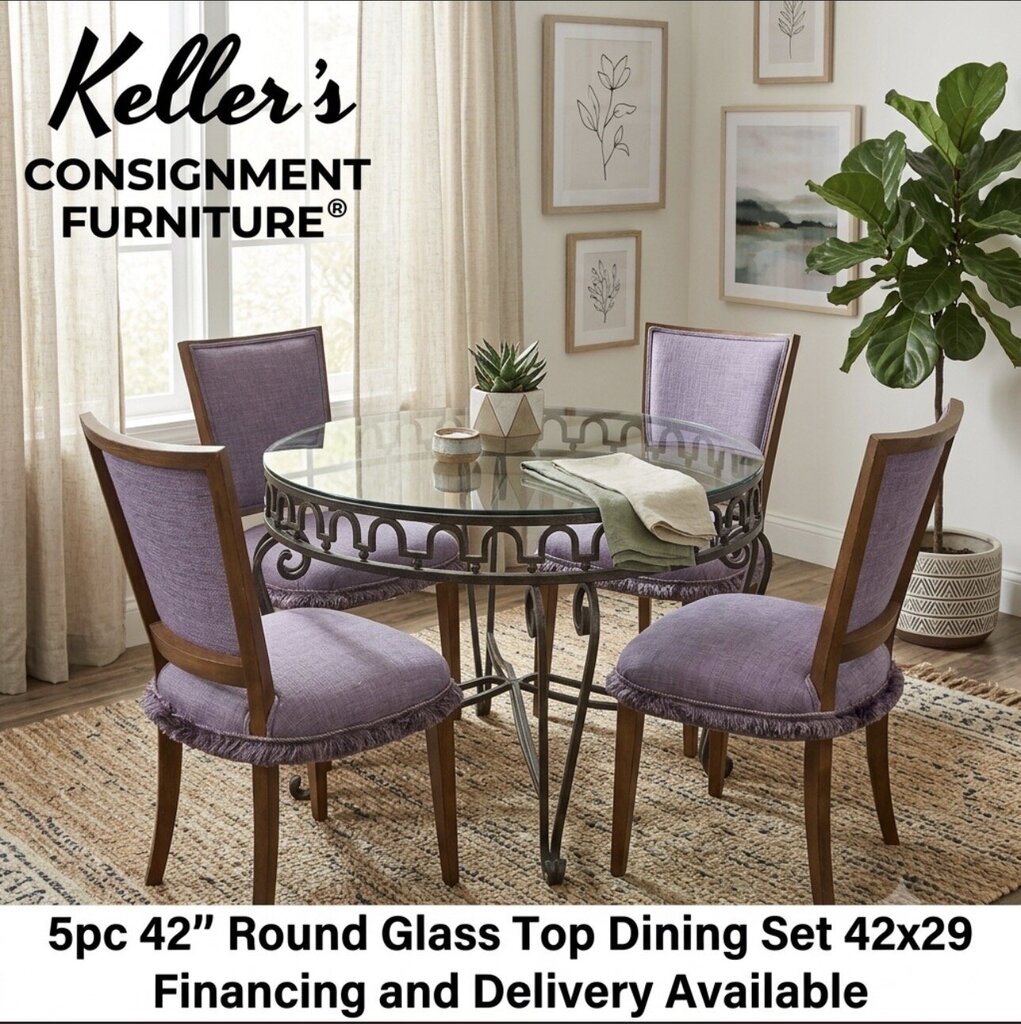 86176 - 42" Round Glass Top 5pc Dining 42x29