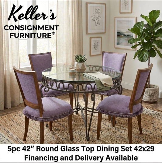 86176 - 42" Round Glass Top 5pc Dining 42x29