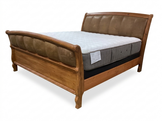 86168 Leather Panel King Sleigh Bed Frame 79x96x56