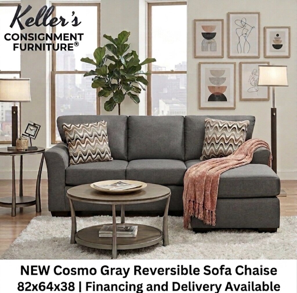Cosmopolitan Gray NEW Reversible Sofa Chaise 82x64x38 (3903/3905 COSG)