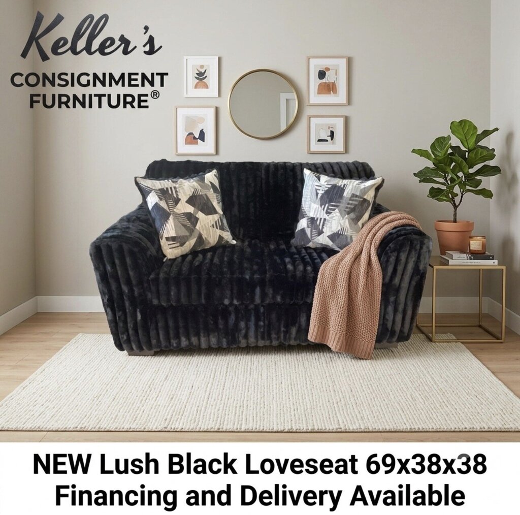 Lush Black NEW Loveseat 69x38x38 (7602)