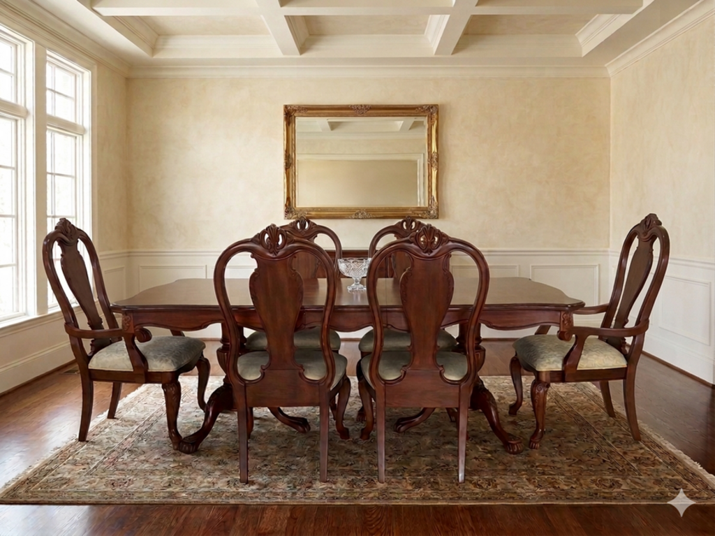 86186 Mahogany Finish 7pc Dining Set 68x44x30