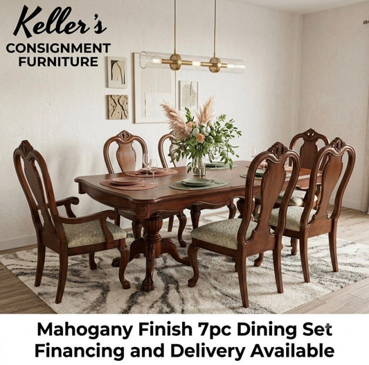 86186 - Mahogany Finish 7pc Dining Set 44x68x30