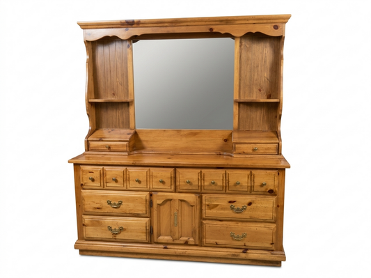 86191 Dresser w/Mirrored Hutch 64x18x31-72