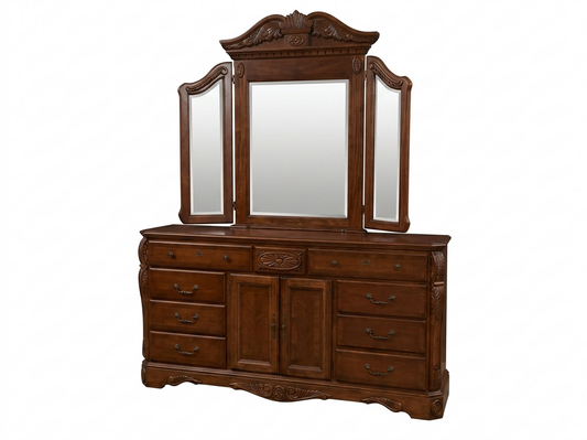 86190 Mahogany Dresser w/Mirror 72x19x38-90