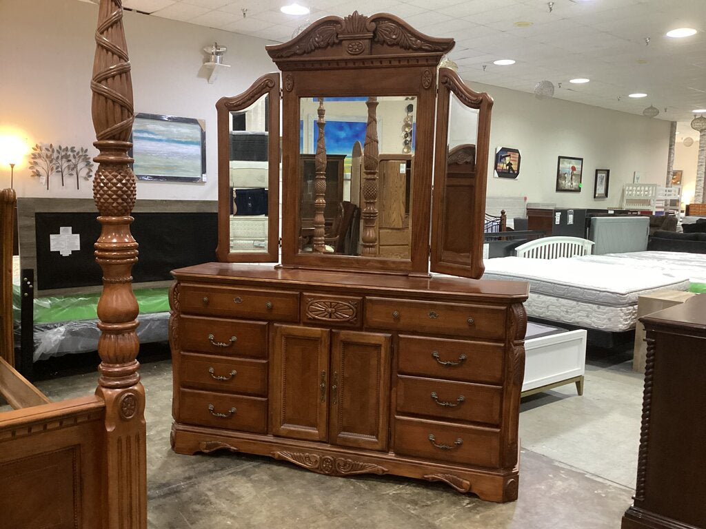 86190 Mahogany Dresser w/Mirror 72x19x38-90