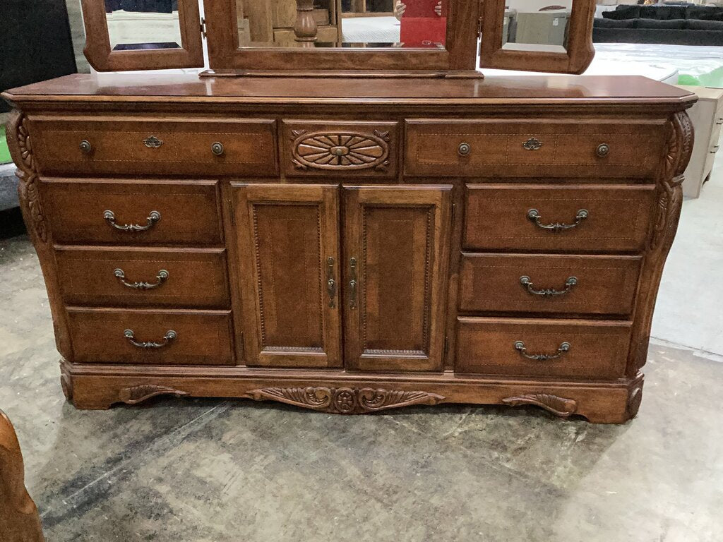 86190 Mahogany Dresser w/Mirror 72x19x38-90