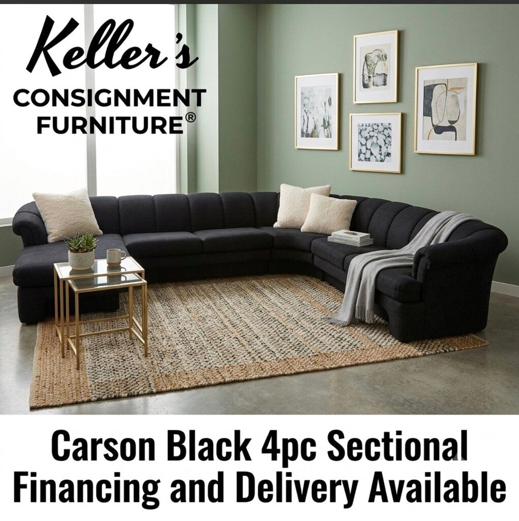 85521 - Carsons Black 4pc Sectional 134x107x30