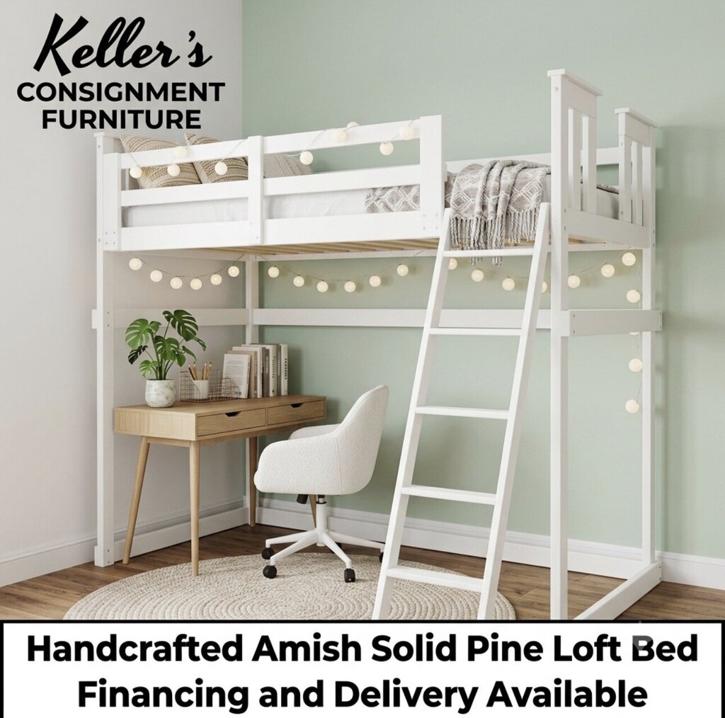 85661 - Handcrafted Amish Solid Pine Twin Loft Bed 43x81x75