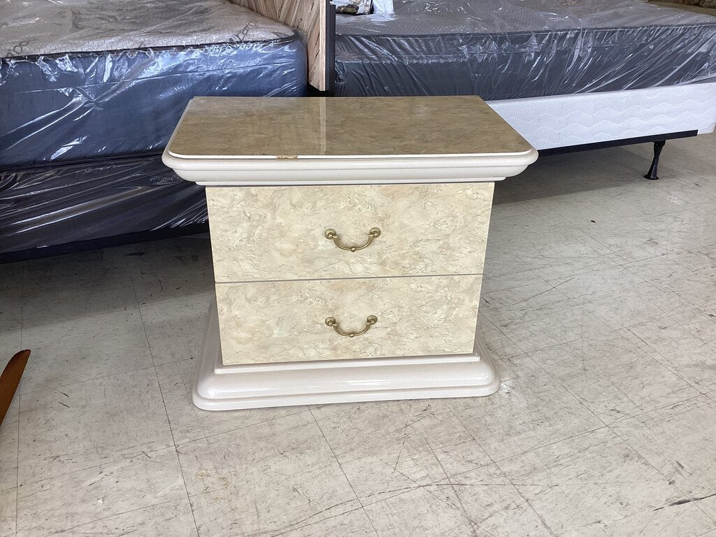 86198 - Italian Made Faux Travertine Nightstand 30x19x29