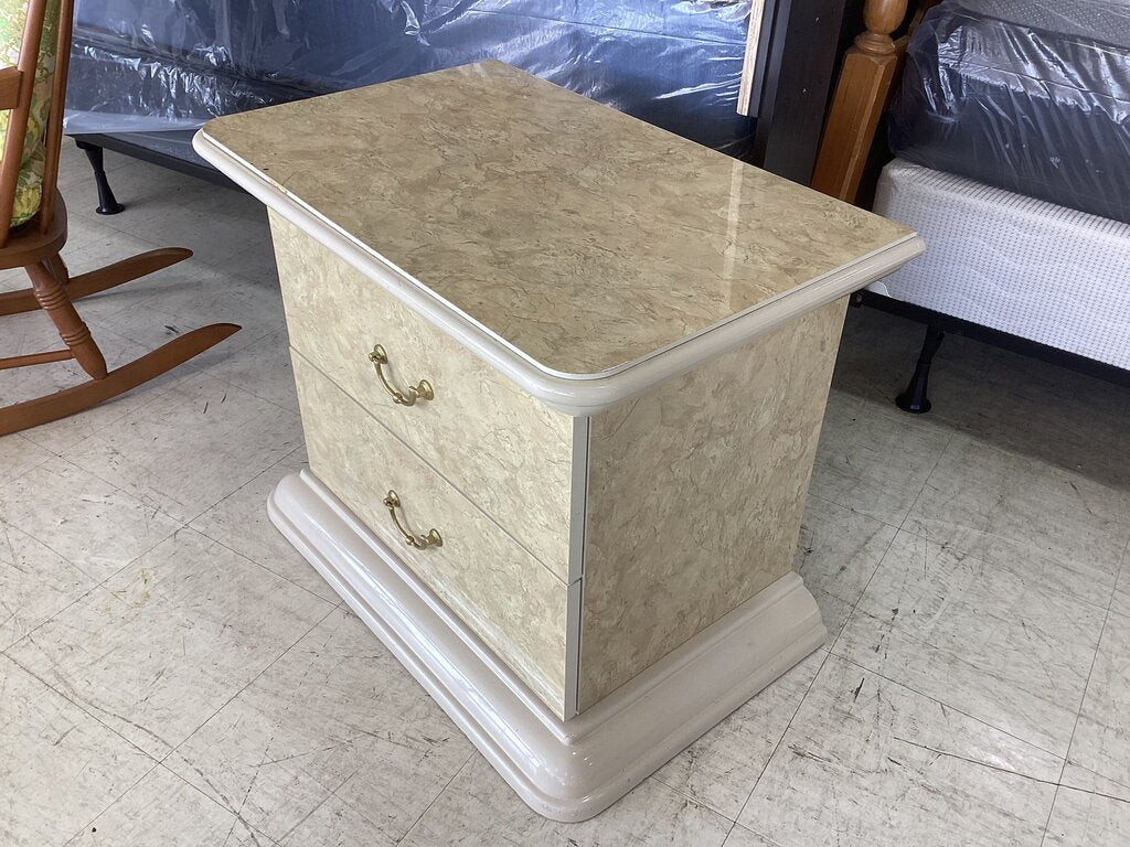 86198 - Italian Made Faux Travertine Nightstand 30x19x29