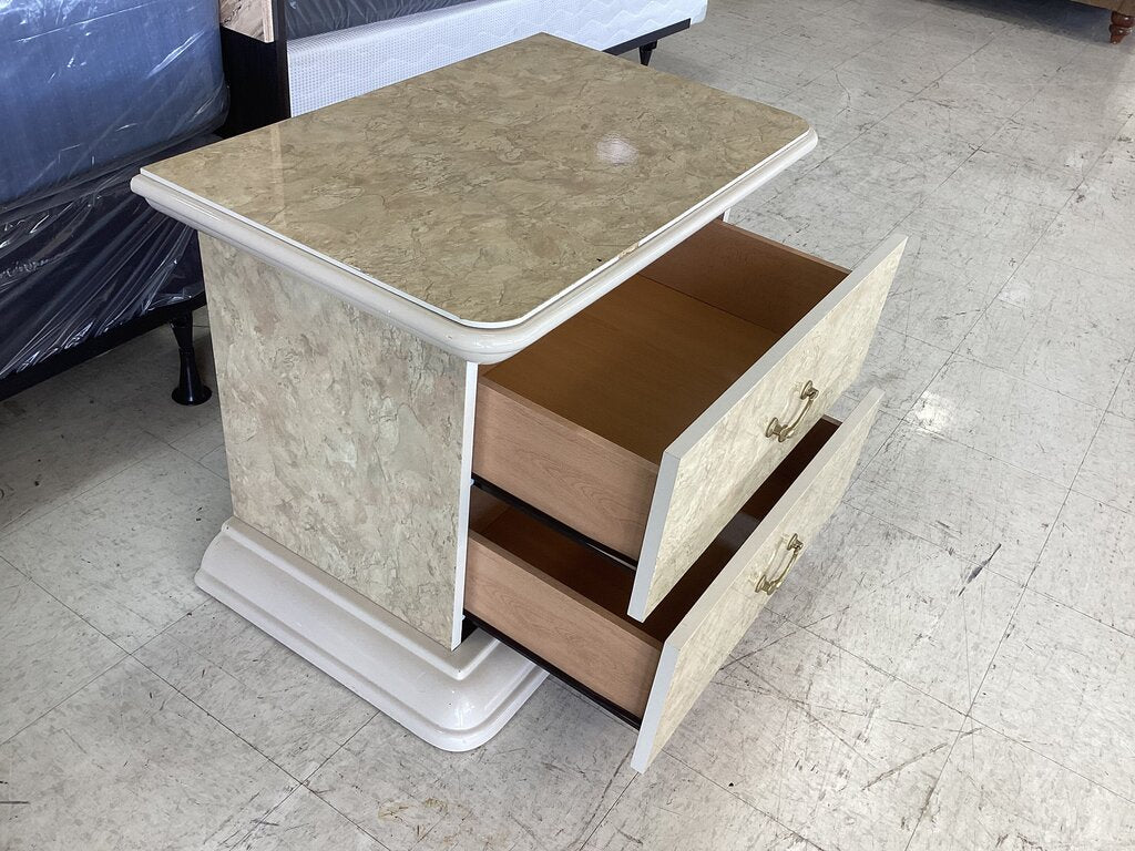 86198 - Italian Made Faux Travertine Nightstand 30x19x29