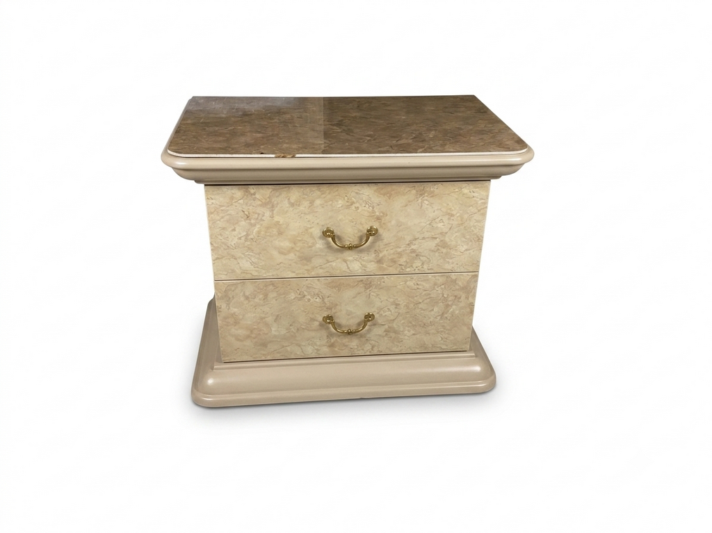 86198 - Italian Made Faux Travertine Nightstand 30x19x29