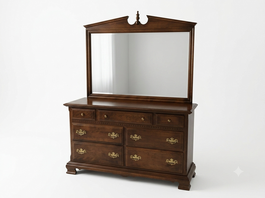 85602 Ethan Allen Classic Manor15-5202 Dresser w/Mirror 56x21x33-74