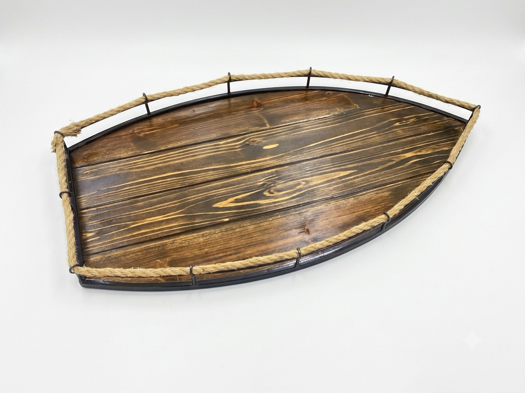 86225 Wood Planked Boat Tray 15x27x2