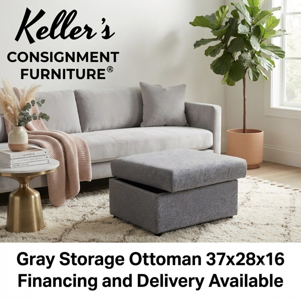 86223 - Gray Storage Ottoman 37x28x16