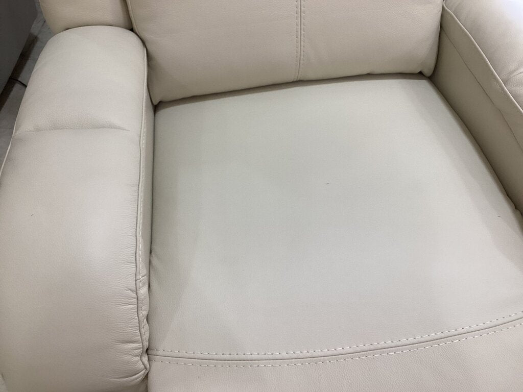 86234 Cream Leather Infinite-Position Power Recliner 37x34x40