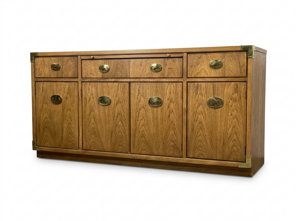 86100 Vintage Thomasville Brass Campaign Buffet/Server 60x18x30