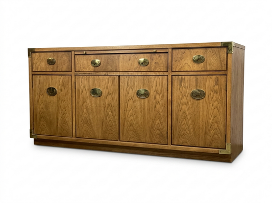 86100 - Vintage Thomasville Brass Campaign Buffet/Server 60x18x30