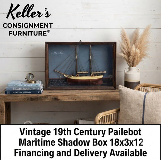 86228 (8442-50) Vintage Maritime Shadow Box - 19th Century Pailebot 18x3x12