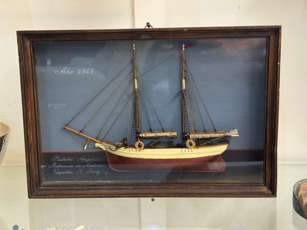 86228 (8442-50) Vintage Maritime Shadow Box - 19th Century Pailebot 18x3x12
