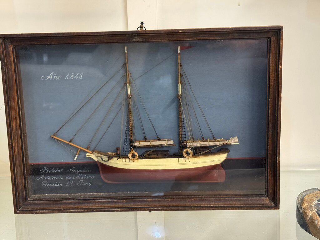 86228 (8442-50) Vintage Maritime Shadow Box - 19th Century Pailebot 18x3x12