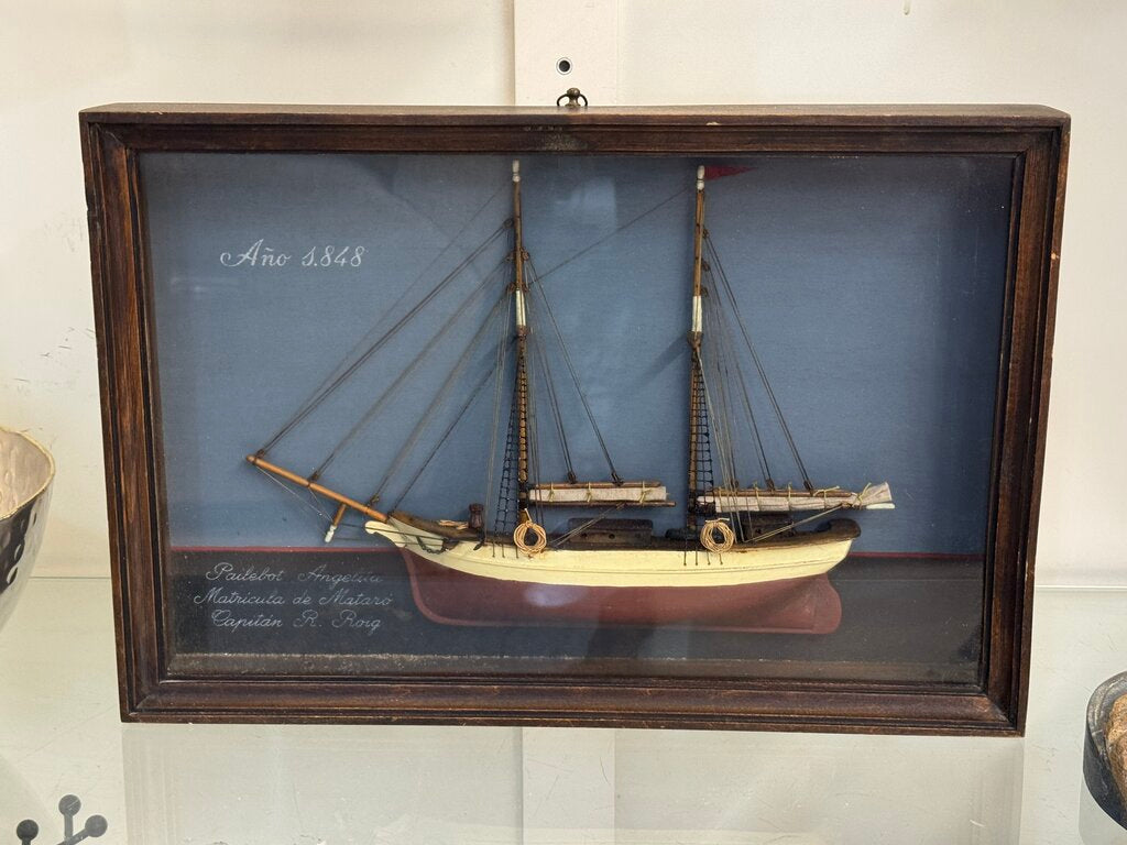 86228 (8442-50) Vintage Maritime Shadow Box - 19th Century Pailebot 18x3x12