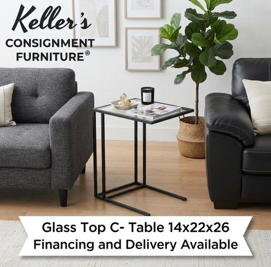 86219 - Glass Top C-Table 14x22x26
