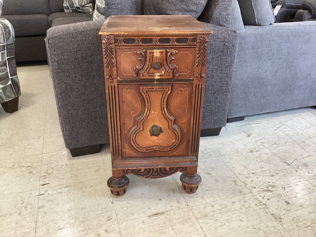 86277 French Walnut Commode Nightstand 15x13x28