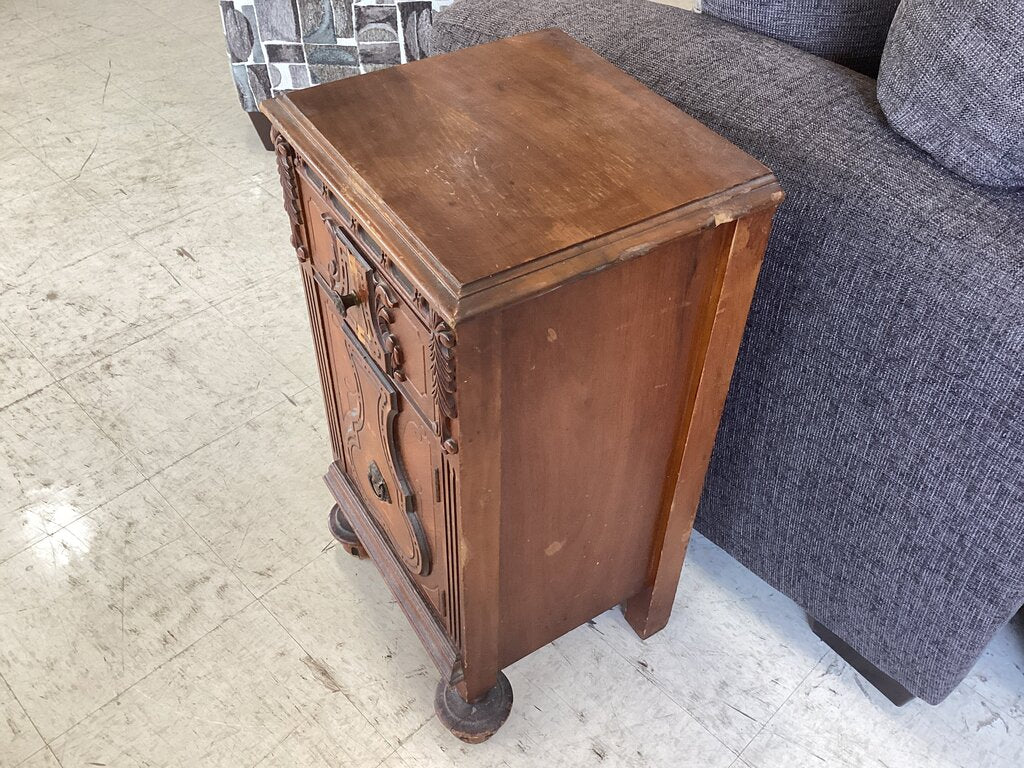86277 French Walnut Commode Nightstand 15x13x28